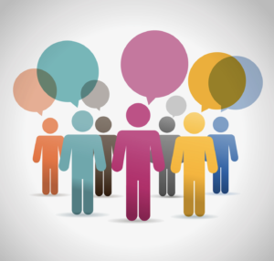 Multilinguismo - persone con fumetti